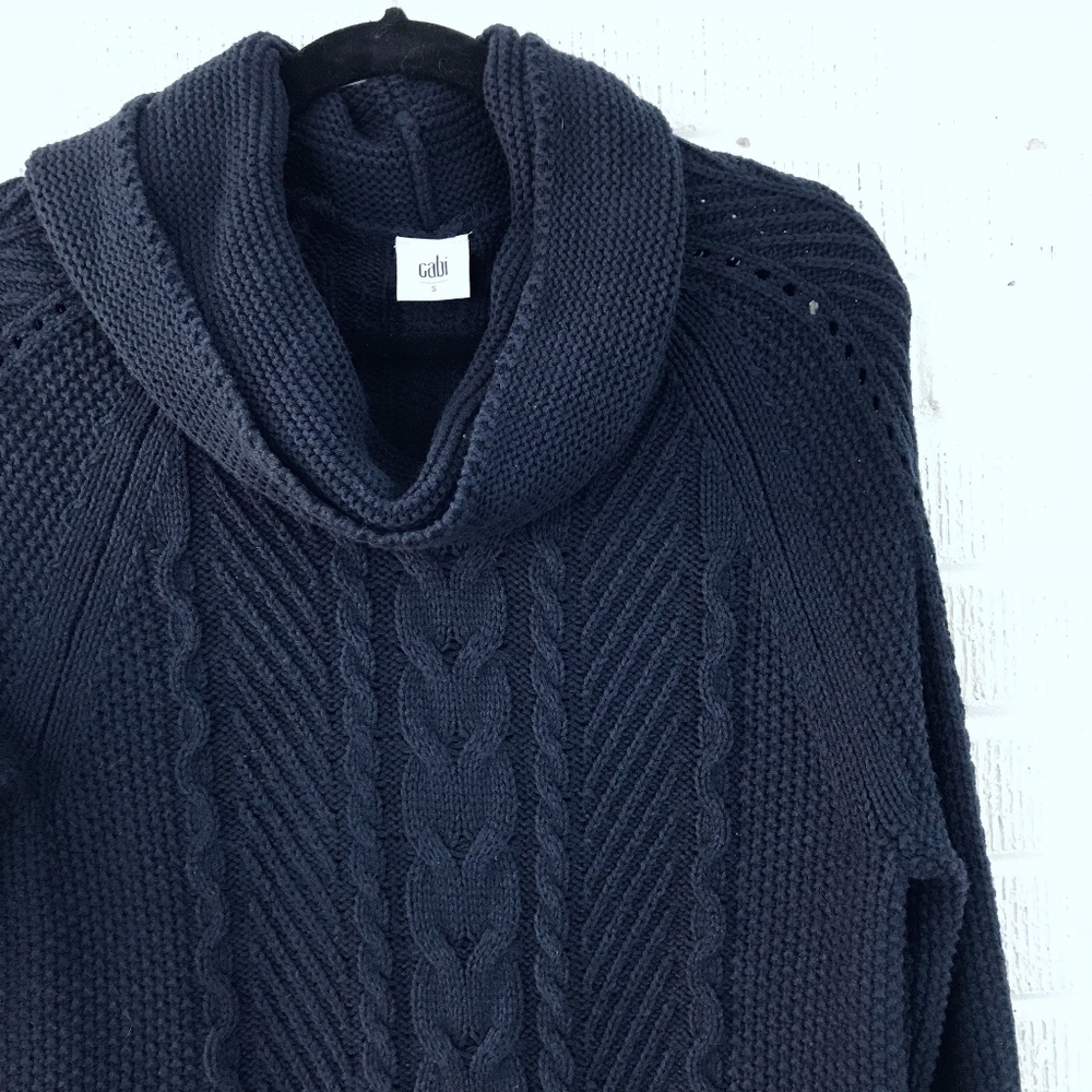Cabi S Sweater Cowl Neck Cable Knit Chunky #3168 - Picture 3 of 6